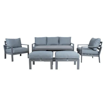 Hagemøbelsett HOME4YOU Rio 6 deler gråbeige - Gråbeige - Hagemøbler - Loungemøbler - Sofagruppe utendørs
