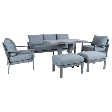 Hagemøbelsett HOME4YOU Rio 6 deler gråbeige - Gråbeige - Hagemøbler - Loungemøbler - Sofagruppe utendørs