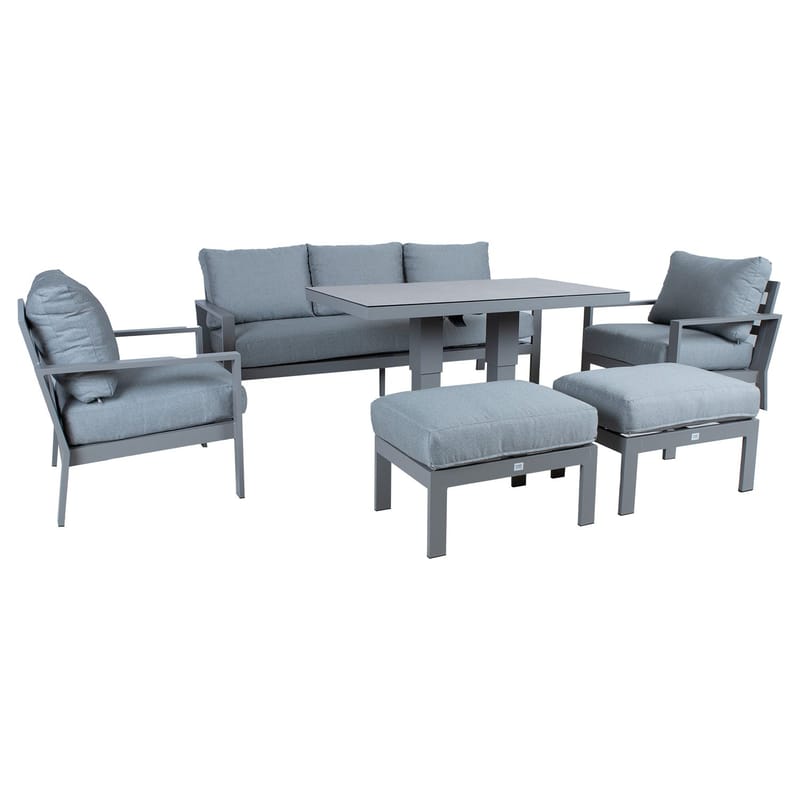 Hagemøbelsett HOME4YOU Rio 6 deler gråbeige - Gråbeige - Hage - Utemiljø - Veranda & terrasse - Verandamøbler