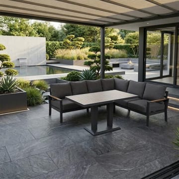 Hagemøbelsett HOME4YOU Rio hjørnesofa og bord mørkegrå - Mørkegrå - Hagemøbler - Loungemøbler - Sofagruppe utendørs