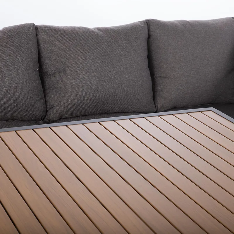 Hagemøbelsett HOME4YOU Rio hjørnesofa og bord mørkegrå - Mørkegrå - Hagemøbler - Loungemøbler - Sofagruppe utendørs