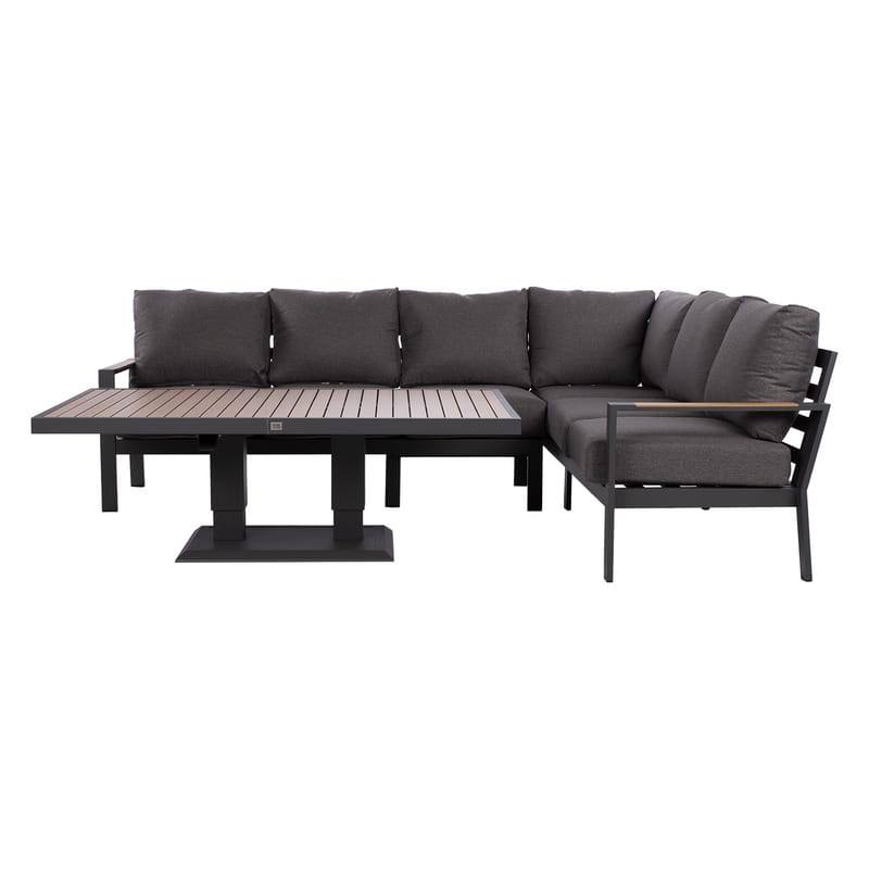 Hagemøbelsett HOME4YOU Rio hjørnesofa og bord mørkegrå - Mørkegrå - Hagemøbler - Loungemøbler - Sofagruppe utendørs