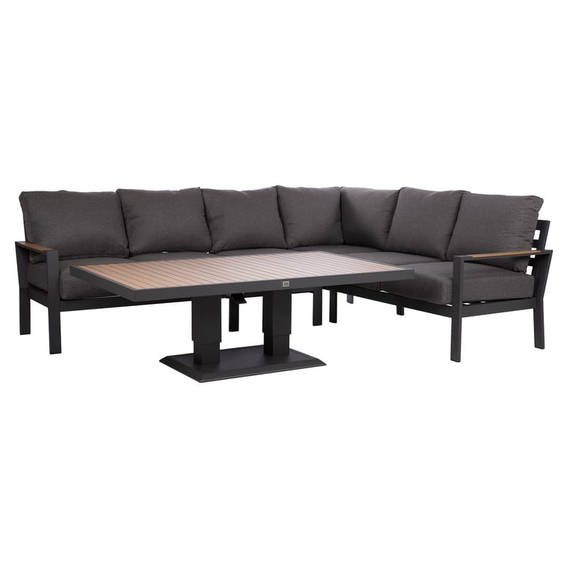 Hagemøbelsett HOME4YOU Rio hjørnesofa og bord mørkegrå - Mørkegrå - Hagemøbler - Loungemøbler - Sofagruppe utendørs