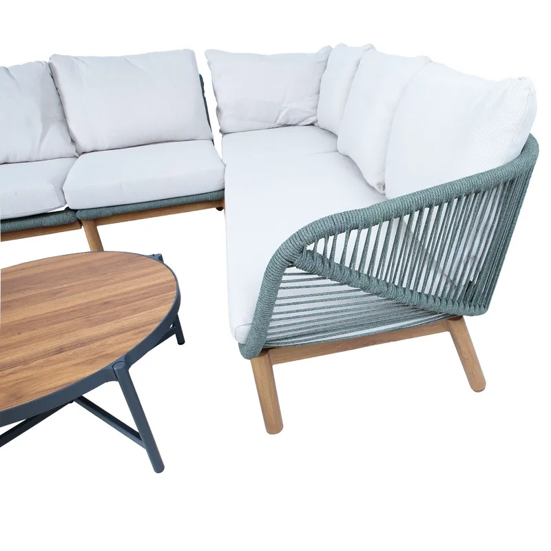 Hagemøbelsett HOME4YOU Tuxedo hjørnesofa og 2 bord - Grønn - Hage - Utemiljø - Veranda & terrasse - Verandamøbler