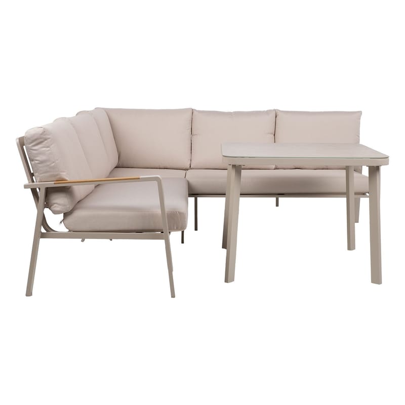 Hagemøbelsett HOME4YOU Upland bord og hjørnesofa beige - Beige - Hage - Utemiljø - Veranda & terrasse - Verandamøbler