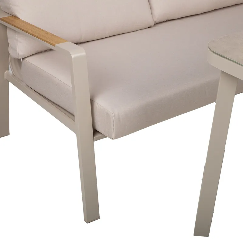 Hagemøbelsett HOME4YOU Upland bord og hjørnesofa beige - Beige - Hage - Utemiljø - Veranda & terrasse - Verandamøbler