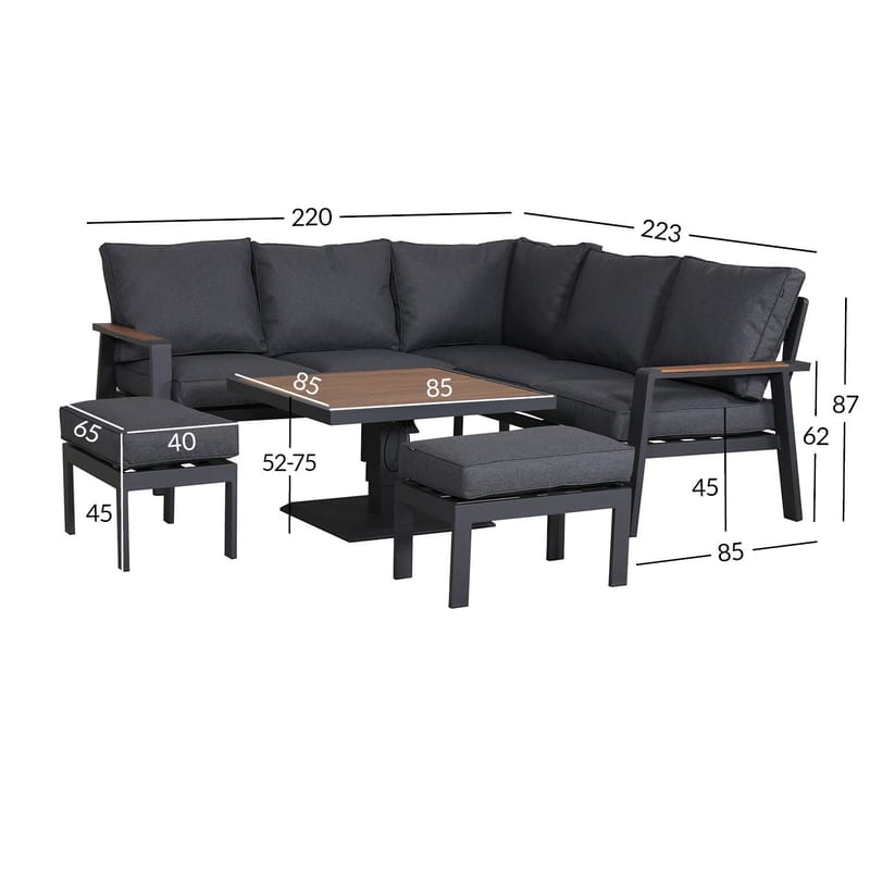 Hagemøbelsett HOME4YOU Parker grå 4 deler - Grå - Hage - Utemiljø - Veranda & terrasse - Verandamøbler