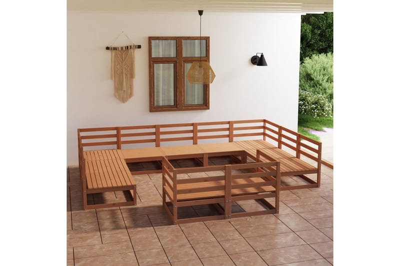 Hagesofagruppe 11 deler heltre furu - Brun - Verandamøbler - Sofagruppe utendørs - Loungesett