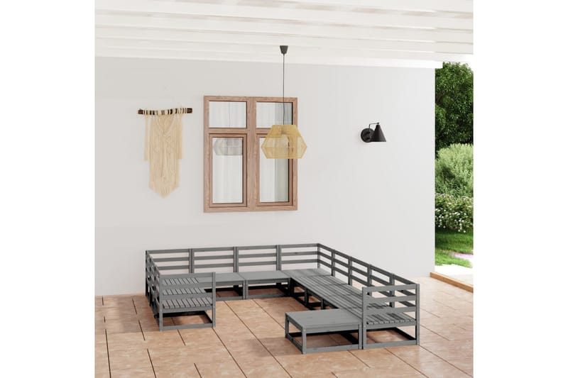 Hagesofagruppe 11 deler heltre furu - Grå - Verandamøbler - Sofagruppe utendørs - Loungesett