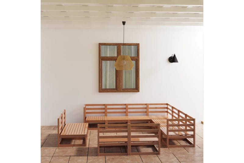 Hagesofagruppe 11 deler honningbrun heltre furu - Brun - Verandamøbler - Sofagruppe utendørs - Loungesett
