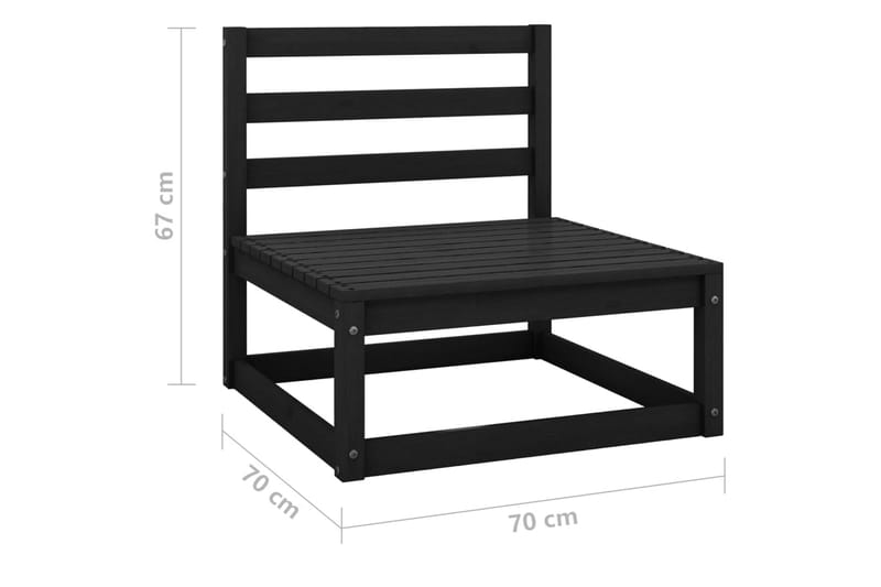 Hagesofagruppe 11 deler svart heltre furu - Svart - Verandamøbler - Sofagruppe utendørs - Loungesett