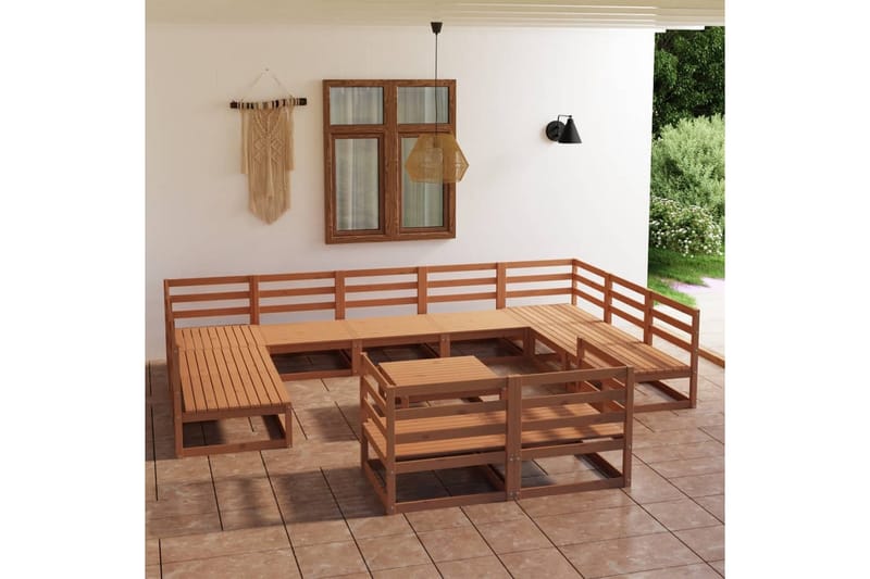Hagesofagruppe 12 deler heltre furu - Brun - Verandamøbler - Sofagruppe utendørs - Loungesett
