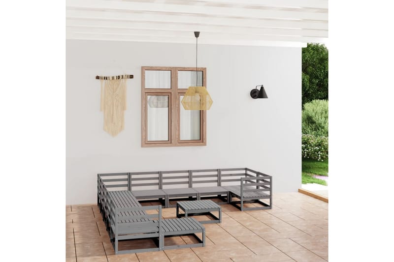 Hagesofagruppe 12 deler heltre furu - Grå - Verandamøbler - Sofagruppe utendørs - Loungesett