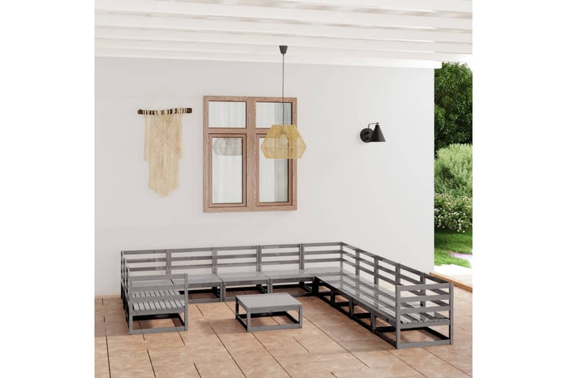 Hagesofagruppe 12 deler heltre furu - Grå - Verandamøbler - Sofagruppe utendørs - Loungesett