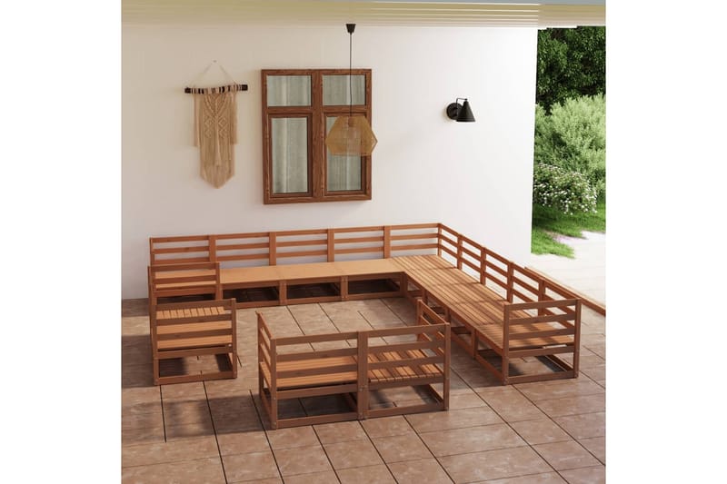 Hagesofagruppe 13 deler heltre furu - Brun - Verandamøbler - Sofagruppe utendørs - Loungesett