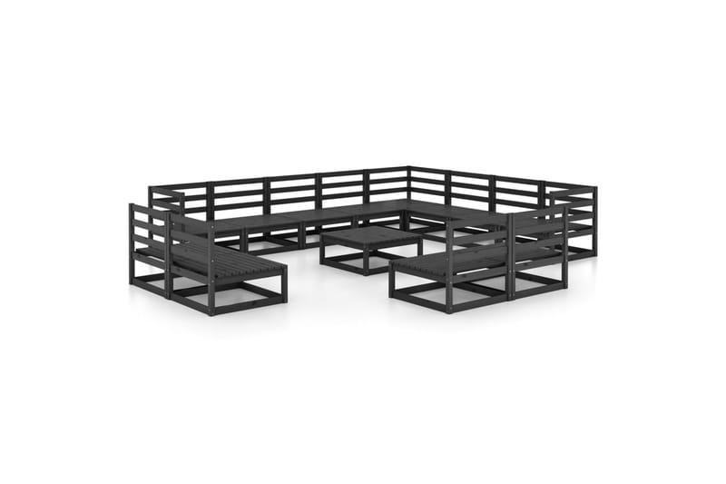 Hagesofagruppe 13 deler svart heltre furu - Svart - Verandamøbler - Sofagruppe utendørs - Loungesett