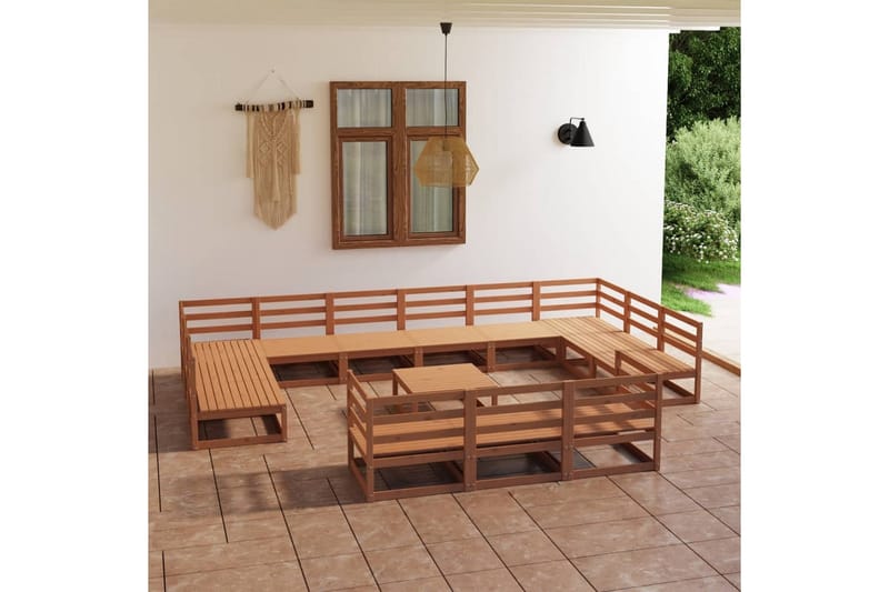 Hagesofagruppe 14 deler heltre furu - Brun - Verandamøbler - Sofagruppe utendørs - Loungesett