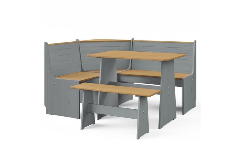 Hagesofagruppe 3 deler honningbrun og grå heltre furu - Grå - Hage - Utemiljø - Veranda & terrasse - Verandamøbler