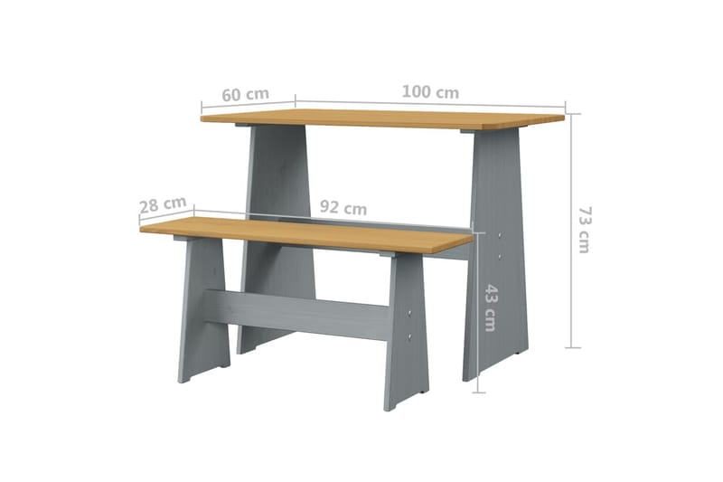 Hagesofagruppe 3 deler honningbrun og grå heltre furu - Grå - Hage - Utemiljø - Veranda & terrasse - Verandamøbler