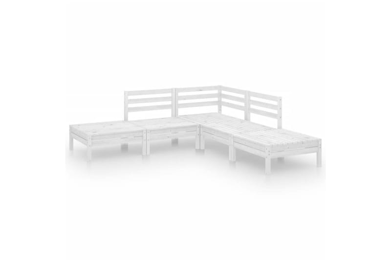 Hagesofagruppe 5 deler heltre furu hvit - Hvit - Verandamøbler - Sofagruppe utendørs - Loungesett