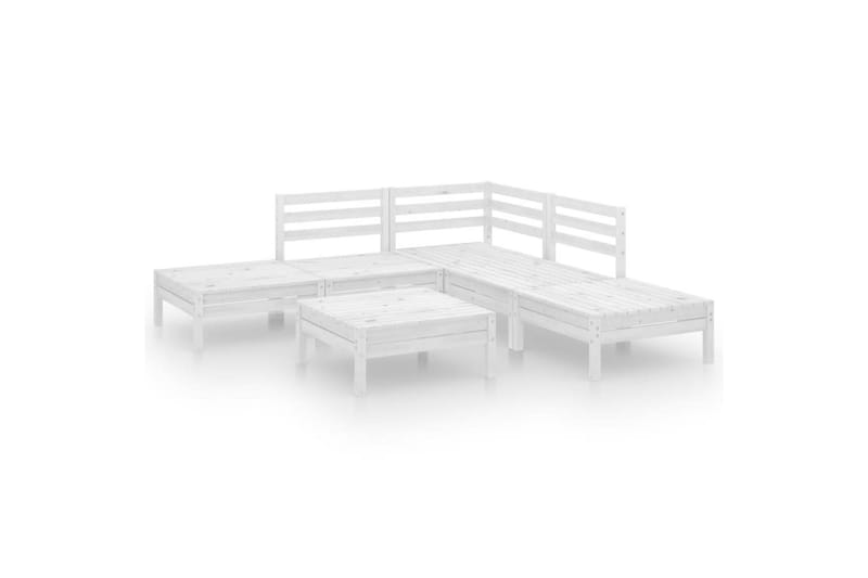 Hagesofagruppe 6 deler hvit heltre furu - Hvit - Verandamøbler - Sofagruppe utendørs - Loungesett