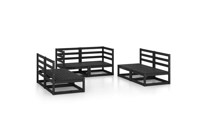 Hagesofagruppe 6 deler svart heltre furu - Svart - Verandamøbler - Sofagruppe utendørs - Loungesett
