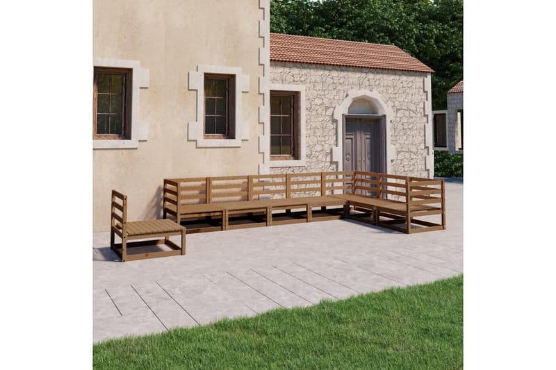 Hagesofagruppe 8 deler honningbrun heltre furu - Brun - Hage - Utemiljø - Veranda & terrasse - Verandamøbler