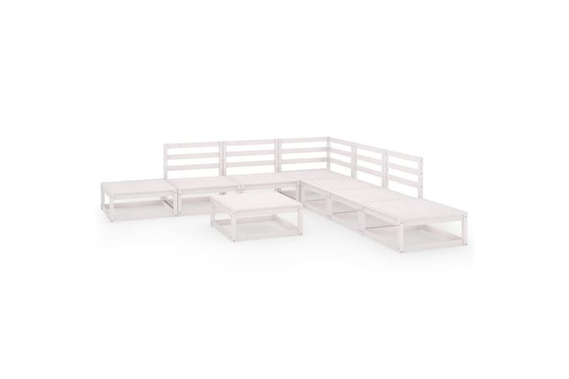 Hagesofagruppe 8 deler hvit heltre furu - Hvit - Verandamøbler - Sofagruppe utendørs - Loungesett