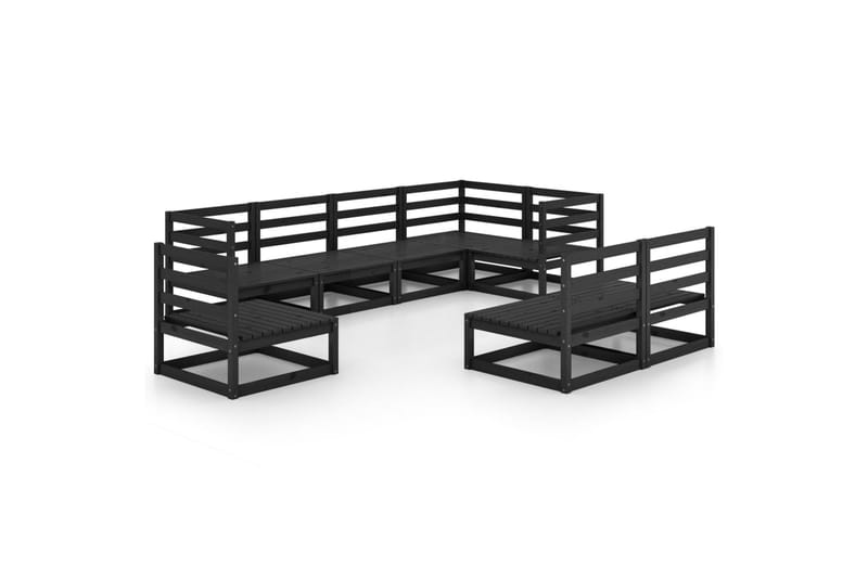 Hagesofagruppe 8 deler svart heltre furu - Svart - Verandamøbler - Sofagruppe utendørs - Loungesett