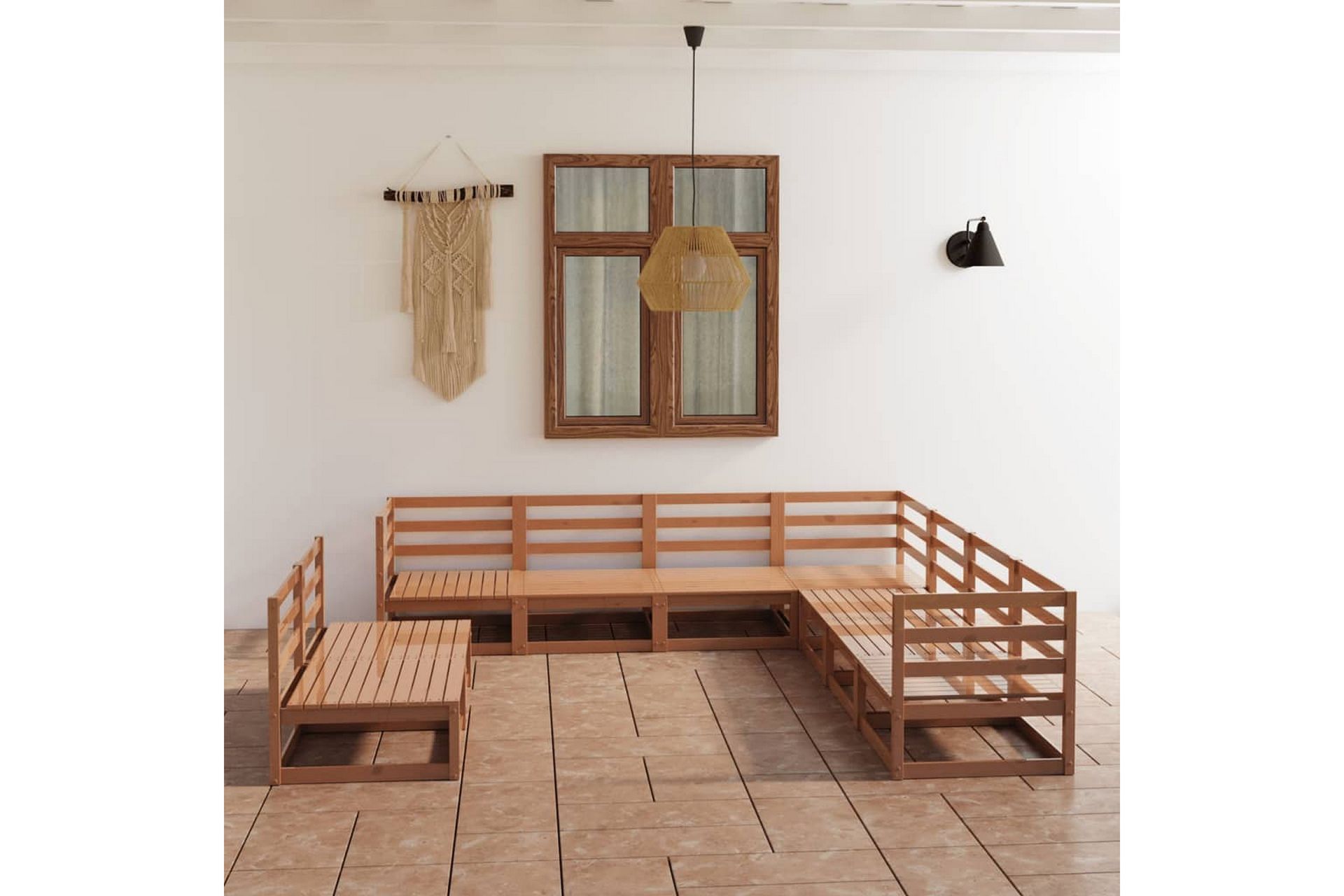 Hagesofagruppe 9 deler honningbrun heltre furu - Brun - Hage - Utemiljø - Veranda & terrasse - Verandamøbler