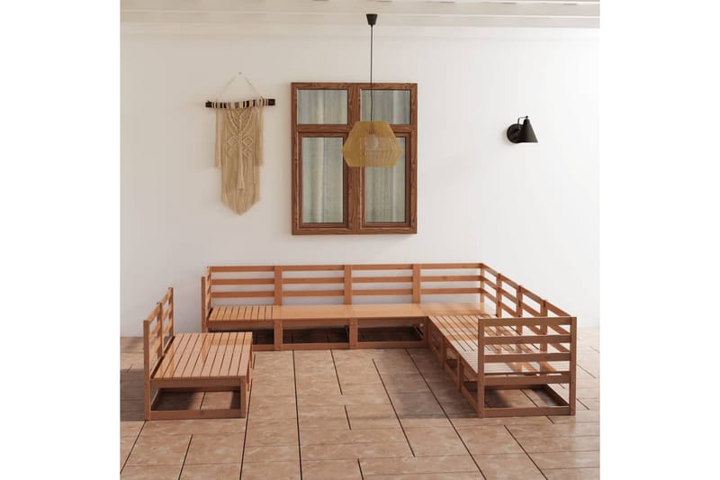 Hagesofagruppe 9 deler honningbrun heltre furu - Brun - Verandamøbler - Sofagruppe utendørs - Loungesett