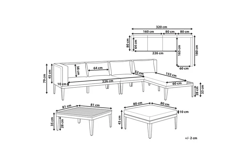 Hagesofagruppe med bord 4-seters Bracciano - Hage - Utemiljø - Veranda & terrasse - Verandamøbler
