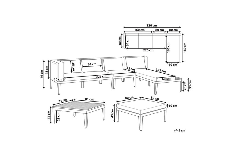 Hagesofagruppe med bord 4-seters Bracciano - Hage - Utemiljø - Veranda & terrasse - Verandamøbler