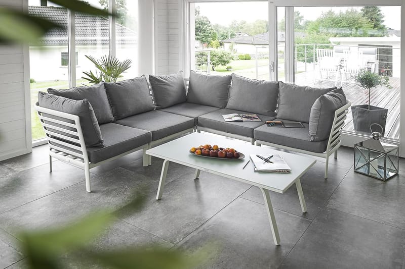 Hillerstorp Lidnäs Sofagruppe inkl puter - Hvit - Verandamøbler - Sofagruppe utendørs - Loungesett