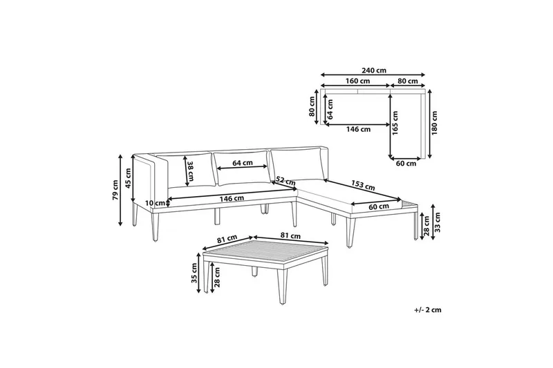 Hjørnesofa til hage med bord 3-seter Bracciano - Hage - Utemiljø - Veranda & terrasse - Verandamøbler