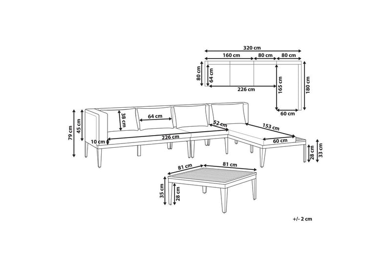 Hjørnesofa til hage med bord 4-seter Bracciano - Hage - Utemiljø - Veranda & terrasse - Verandamøbler