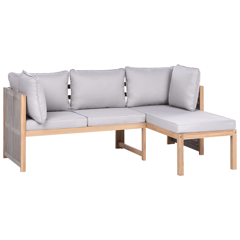 Hjørnesofa utendørs med bord 3-seter Arabba venstrevendt akasietre - Brun/grå - Hage - Utemiljø - Veranda & terrasse - Verandamøbler