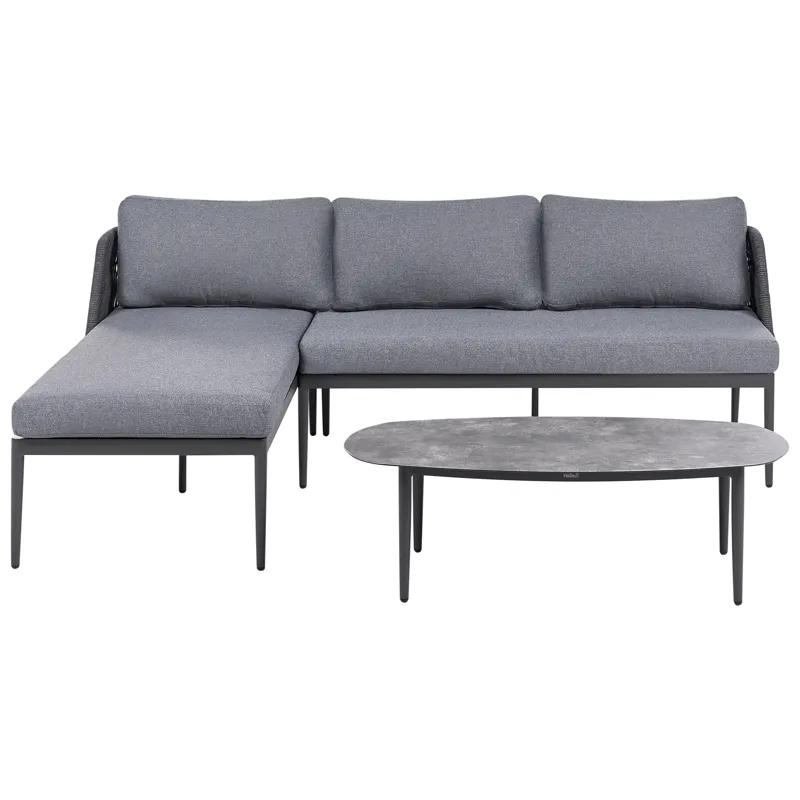 Hjørnesofa utendørs med bord 3-seter Leffe høyrevendt, Grå