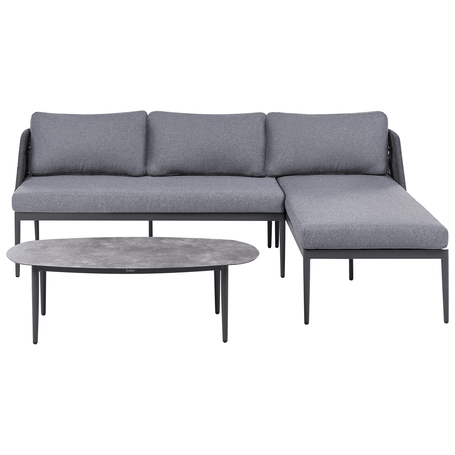 Hjørnesofa utendørs med bord 3-seter Leffe venstrevendt - Grå