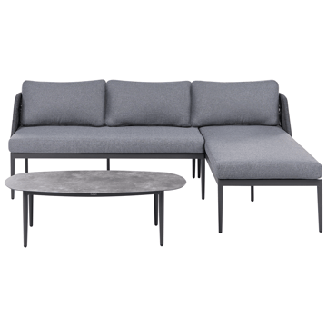 Hjørnesofa utendørs med bord 3-seter Leffe venstrevendt - Grå - Hagemøbler - Loungemøbler - Sofagruppe utendørs