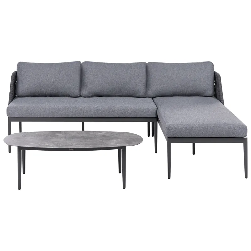 Hjørnesofa utendørs med bord 3-seter Leffe venstrevendt - Grå - Hage - Utemiljø - Veranda & terrasse - Verandamøbler