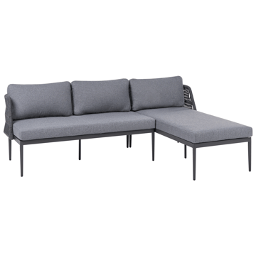 Hjørnesofa utendørs med bord 3-seter Leffe venstrevendt - Grå - Hagemøbler - Loungemøbler - Sofagruppe utendørs