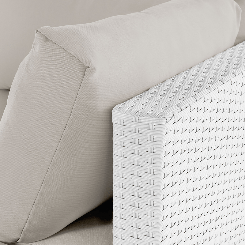 Hjørnesofa utendørs med bord 4-seter Sano høyrevendt modulær kunstrotting - Hvit/Beige - Hage - Utemiljø - Veranda & terrasse - Verandamøbler