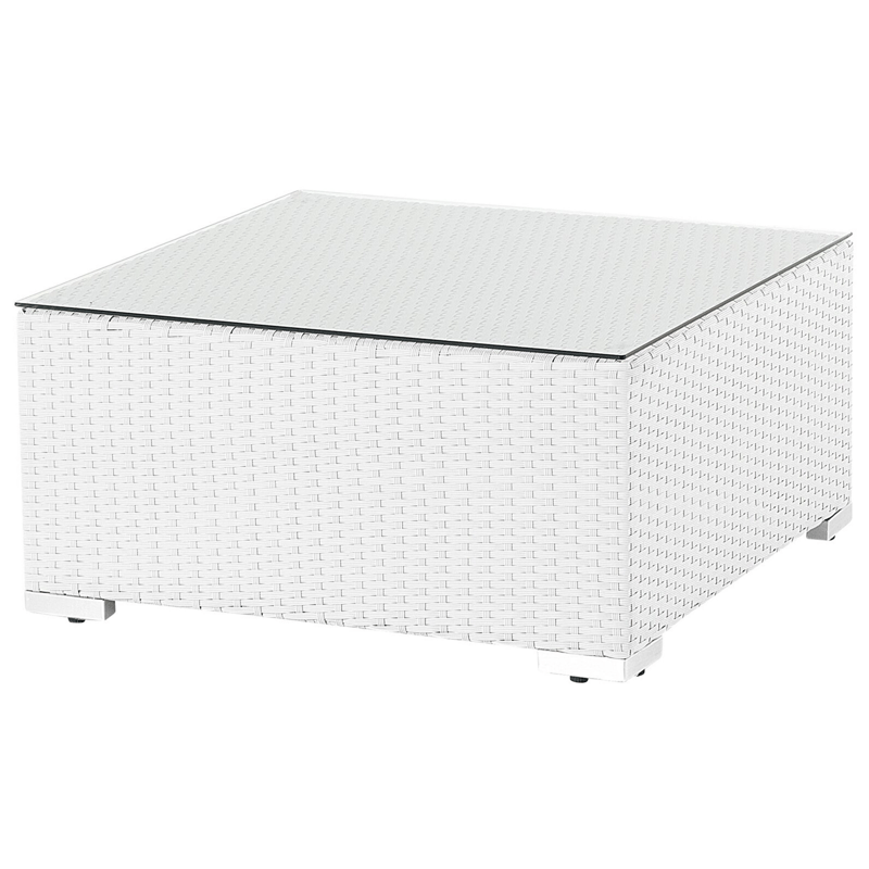 Hjørnesofa utendørs med bord 4-seter Sano høyrevendt modulær kunstrotting - Hvit/Beige - Hage - Utemiljø - Veranda & terrasse - Verandamøbler