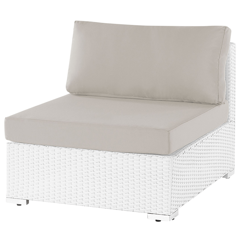 Hjørnesofa utendørs med bord 4-seter Sano høyrevendt modulær kunstrotting - Hvit/Beige - Hage - Utemiljø - Veranda & terrasse - Verandamøbler