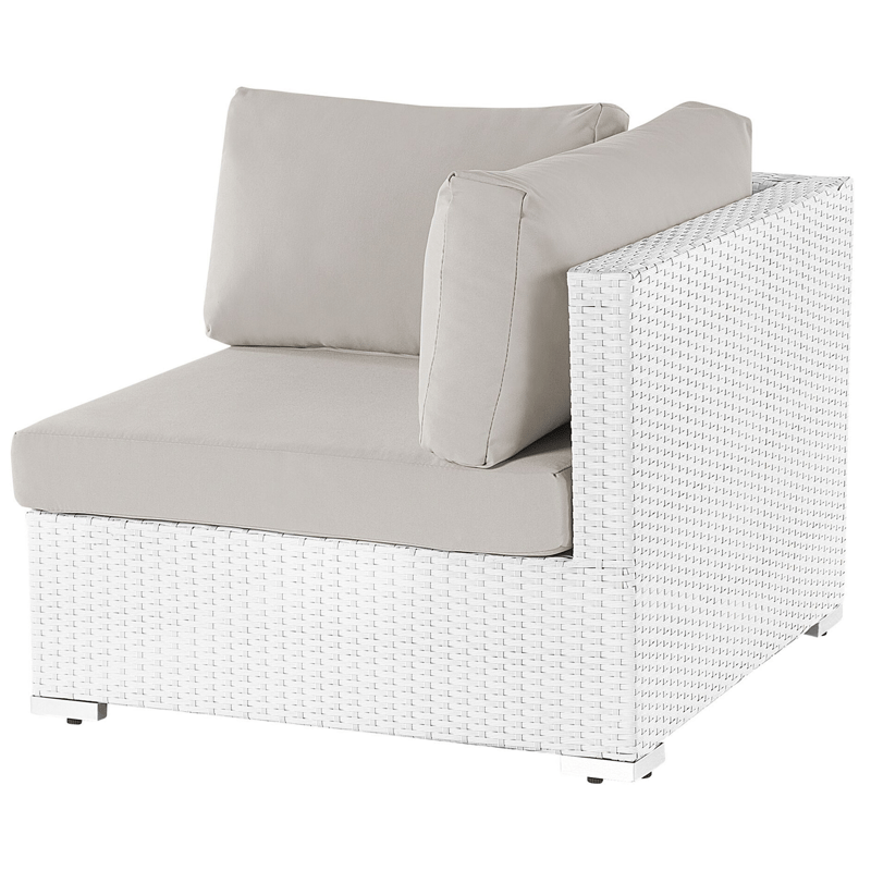 Hjørnesofa utendørs med bord 4-seter Sano høyrevendt modulær kunstrotting - Hvit/Beige - Hage - Utemiljø - Veranda & terrasse - Verandamøbler