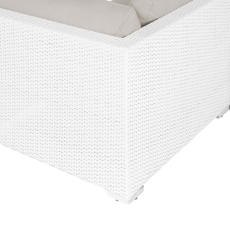 Hjørnesofa utendørs med bord 4-seter Sano høyrevendt modulær kunstrotting - Hvit/Beige - Hage - Utemiljø - Veranda & terrasse - Verandamøbler