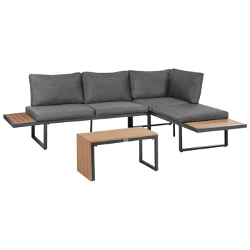 Hjørnesofa utendørs med bord 4-seter Pienza høyrevendt - Grå/Brun/Svart - Hagemøbler - Loungemøbler - Sofagruppe utendørs