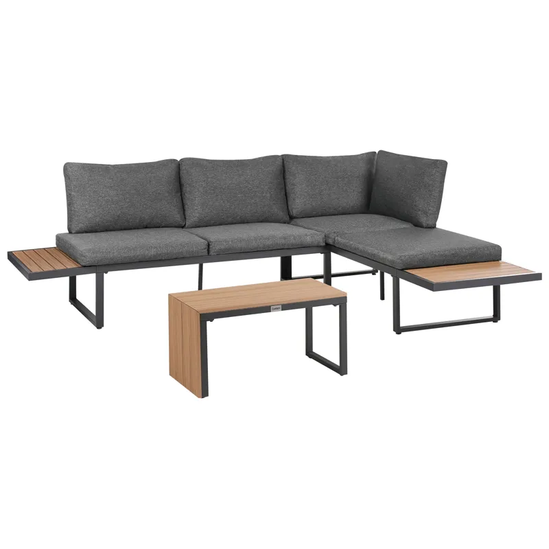 Hjørnesofa utendørs med bord 4-seter Pienza høyrevendt - Grå/Brun/Svart - Hage - Utemiljø - Veranda & terrasse - Verandamøbler