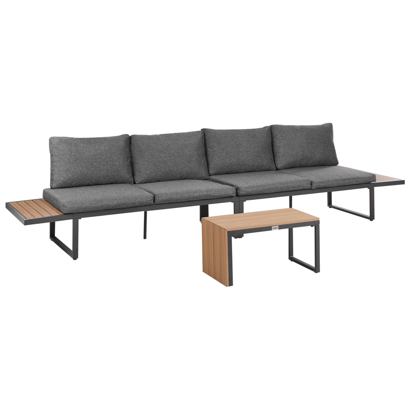 Hjørnesofa utendørs med bord 4-seter Pienza høyrevendt - Grå/Brun/Svart - Hage - Utemiljø - Veranda & terrasse - Verandamøbler